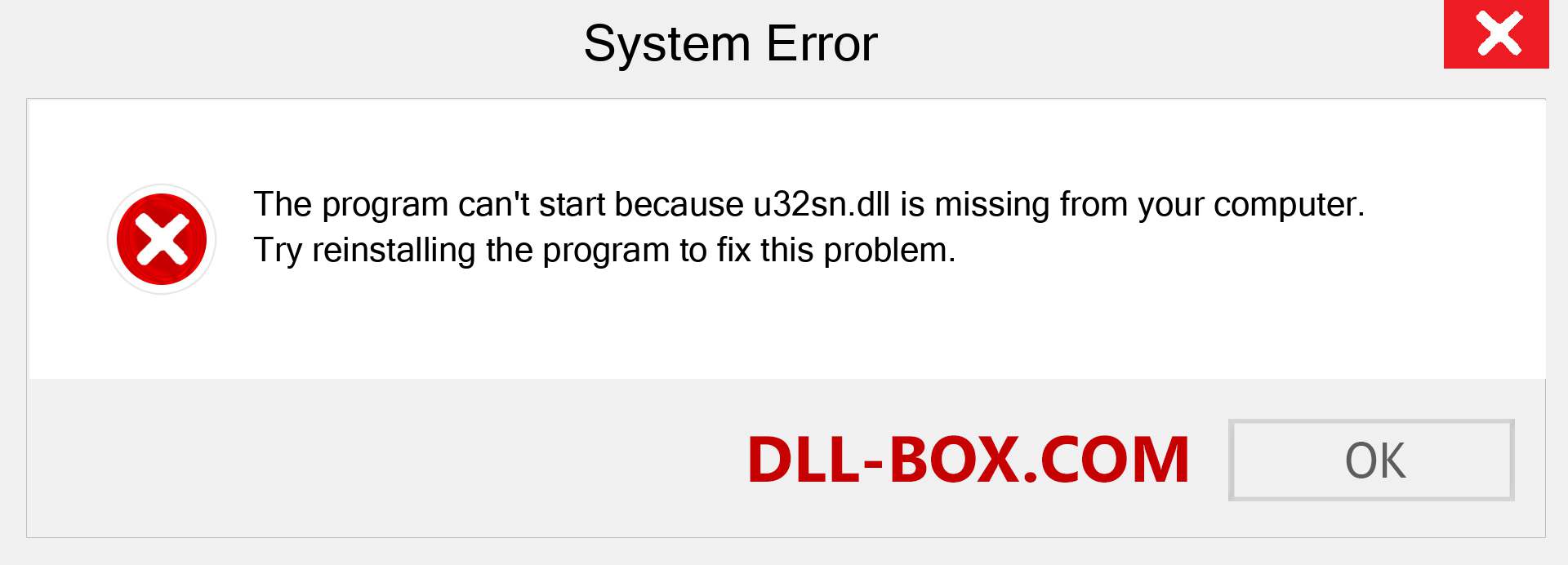  u32sn.dll file is missing?. Download for Windows 7, 8, 10 - Fix  u32sn dll Missing Error on Windows, photos, images